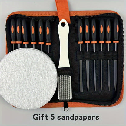 Rasp File Set Premium T12 Forged Alloy Steel – 14/16/17pcs Wood Rasp Set with Flat, Triangular, Semi-Circular & Round Rasps