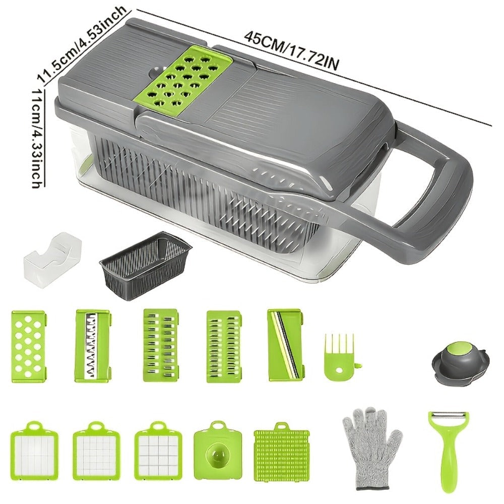 Vegetable Chopper 18-in-1 Upgraded Mandoline Slicer – Professional Onion Chopper Food Dicer Cutter with Container