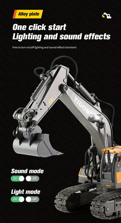 RC Bulldozer 1:24 Scale Alloy with 680° Rotation & Working Arm, 2.4GHz Remote Control Construction Vehicle for Kids