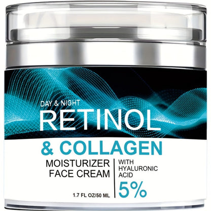 Retinol Cream Collagen Hyaluronic Acid Vitamin C+E Advanced Face Body Hand Cream All Skin Types Day Night Use 1.69 oz Women