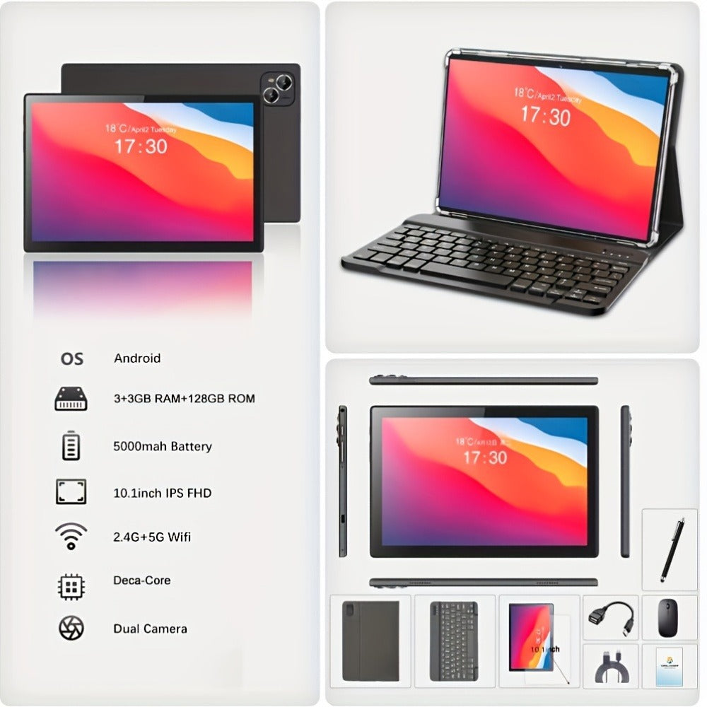 Android Tablet 10.1-Inch Pink 2-in-1 with 6GB RAM, 128GB Storage, 4G LTE and Keyboard Bundle