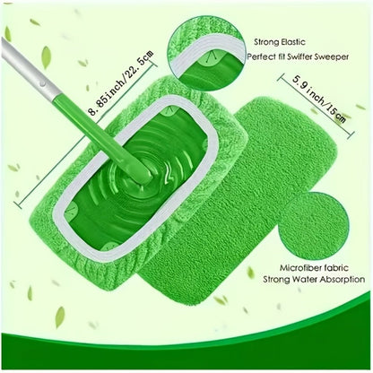Microfiber Mop Pads 15-Pack Compatible with Swiffer Sweeper Reusable Washable Wet Dry Mopping Cloths Refill Pads for Hardwood Vinyl Tile