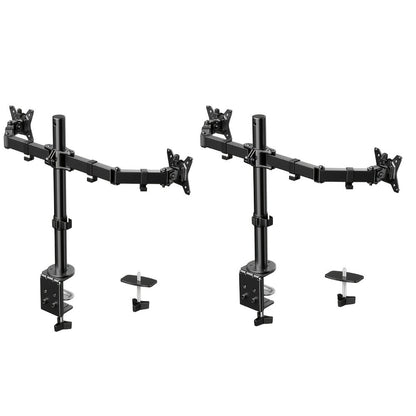 Adjustable Dual Monitor Arm for 13-32 Inch Screens, VESA 75x75/100x100mm, 45° Tilt 90° Swivel 360° Rotation
