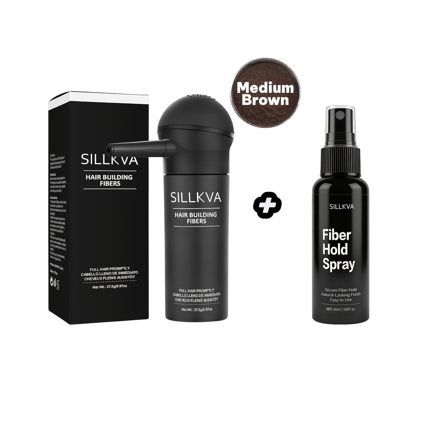 Hair Fibers Spray Applicator Kit Instant Thickness for Thinning Hair & Bald Spots SILLKVA for Makeup, Travel and Everyday Vanity Use