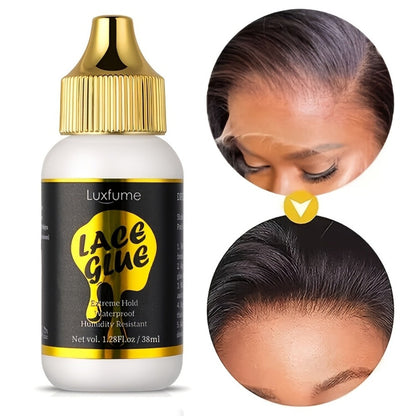 Wig Glue Latex Free 1.28oz Lace Front Traceless Sweat Rain Resistant All Day Wear Sensitive for Home, Travel and Salon Hair Styling