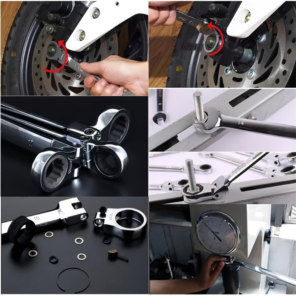 Ratcheting Wrench Set 16pcs Flex Head 180°, Metric 6-22mm CR-V Steel Combination Wrench Kit with 72-Tooth Ratchet & Organizer Bag