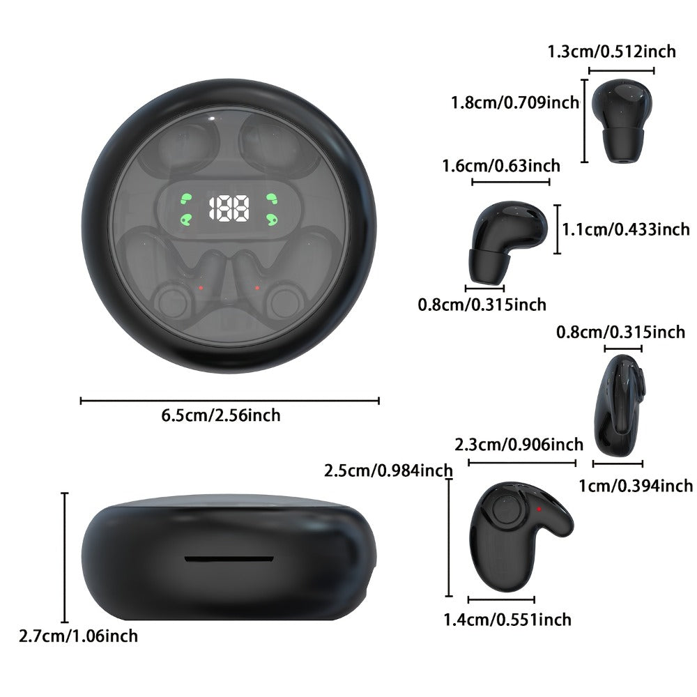 Wireless Earbuds Two-Pair Mini Sleep Set with Digital Display, Type-C Charging and Three Color Options