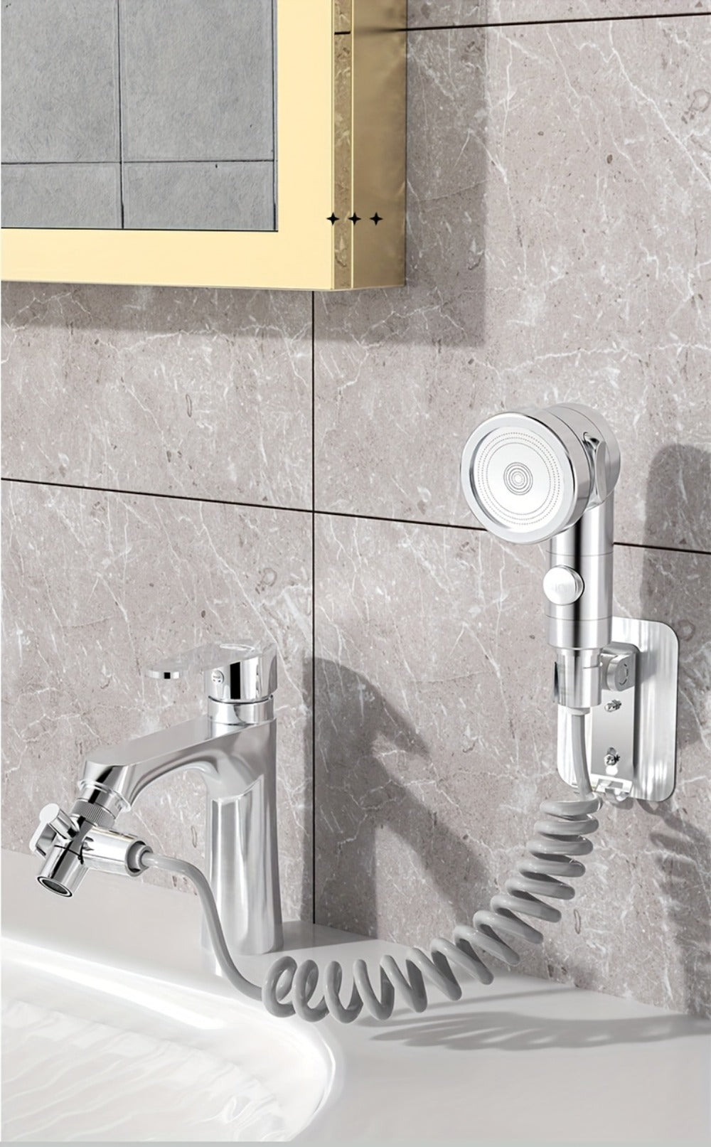 Faucet Extender Pull-Out Retractable Showerhead for Washbasin - Hot & Cold Compatible Hair Washing Sink Sprayer