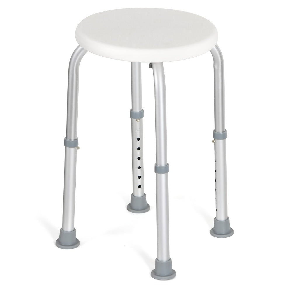 Shower Chair with Armrests & Backrest, Height Adjustable Aluminum Bath Seat, Rubber Feet, Cushioned Support for Elderly