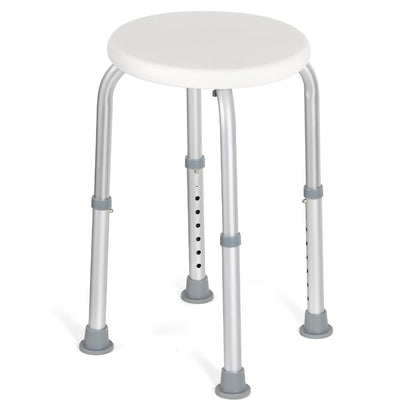 Shower Chair with Armrests & Backrest, Height Adjustable Aluminum Bath Seat, Rubber Feet, Cushioned Support for Elderly