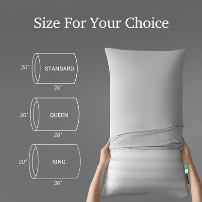 Hotel Collection Feather Down Bed Pillows Set of 2, 500 Thread Count 100% Cotton for Entryways, Bedrooms and Living Spaces