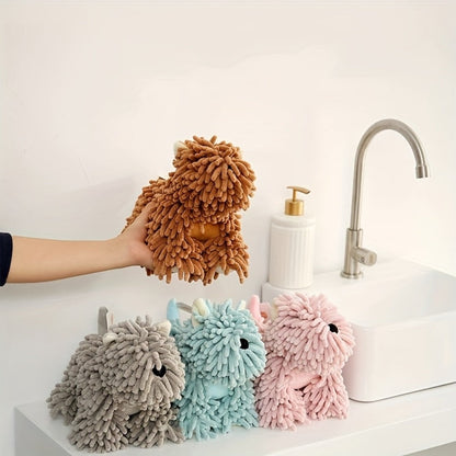 Cute Puppy Hand Towel Wall-Hanging Kitchen Bathroom Towel – Soft Absorbent Cartoon Dog Decorative Cloth 150g/㎡
