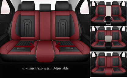 Contoured Front Car Seat Cushion Covers with Headrest Pads in Four Two-Tone Color Option Sets