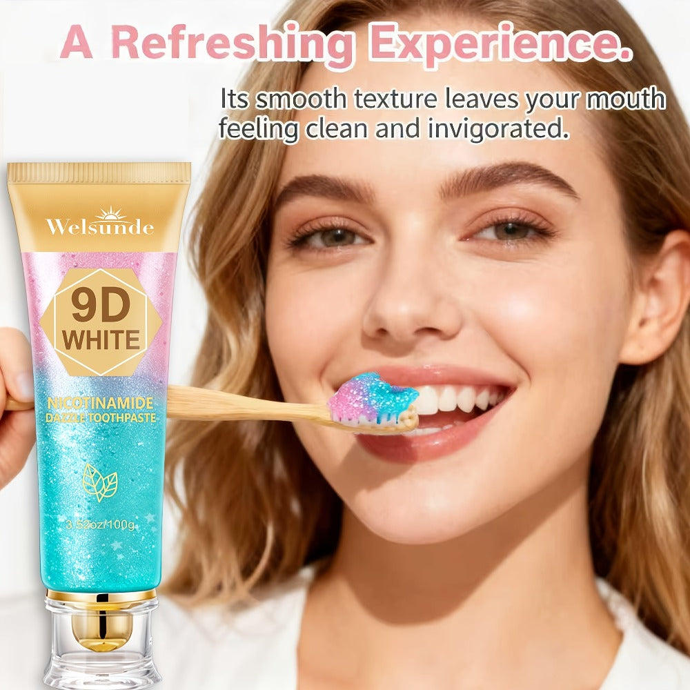 Niacinamide Toothpaste 9D Whitening Toothpaste for Stain Removal Fresh Breath Deep Cleansing Enamel Protection Minty Flavor Gentle on Gums