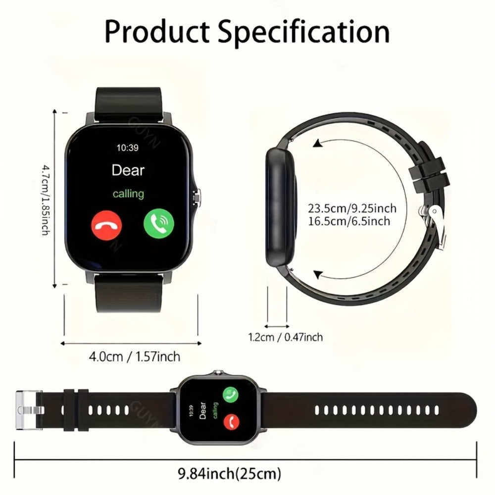 Smartwatch for Men Women with Bluetooth Calling, 1.83" Full Touch Screen Large Dial, Weather Notification, Sports Tracker & Pedometer