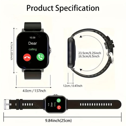 Smartwatch for Men Women with Bluetooth Calling, 1.83" Full Touch Screen Large Dial, Weather Notification, Sports Tracker & Pedometer