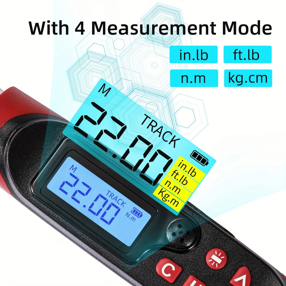 Digital Torque Wrench – 1/2" & 3/8" Drive, ±1% Accuracy, LED & Buzzer Alert, 4 Units, 500 Data Sets, Preset P1-P8