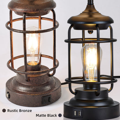 Farmhouse Table Lamps Set of 2 with 4 LED Bulbs for Entryways, Bedrooms and Living Spaces, with Listed Configuration