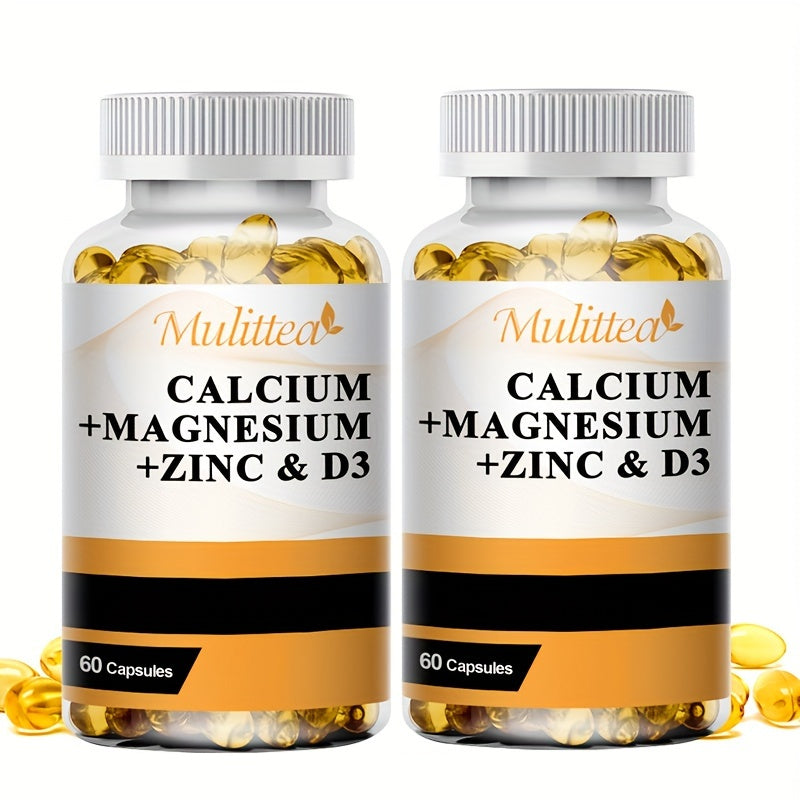 Calcium Magnesium Zinc & Vitamin D3 Capsules, 4-in-1 Synergistic Bone Strength & Immune Support