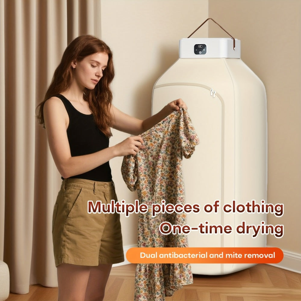 Foldable Clothes Dryer Smart Touch Screen Two-Speed Control Timer Function with Dry Bag Quick Drying Compact Design for Apartments Dorms RVs