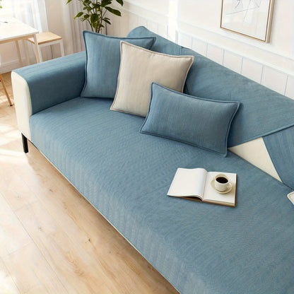 Sofa Cover Ribbed Chenille Stretch Panels for 1 to 4 Seats, Armrests or Cushions with Model-Specific Size and Color Options