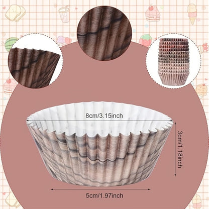 Cupcake Liners 300pcs Woodland Animal Paper Muffin Cups, Woodgrain Cupcake Wrappers for Birthday Party, Baby Shower, Wedding, Bridal Shower