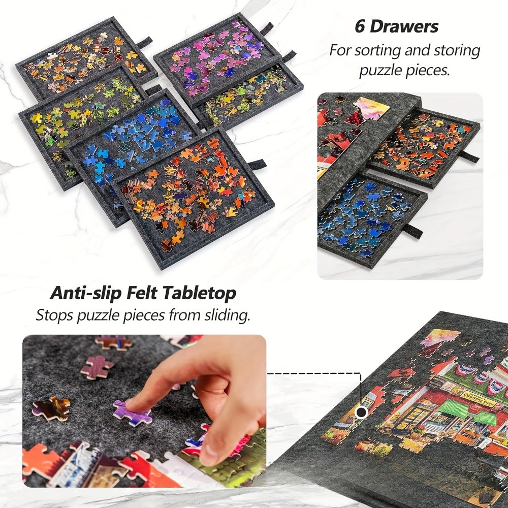 Gray Puzzle Board Collection with 1000- or 1500-Piece Sizes, Drawer and No-Drawer Options in Five Models