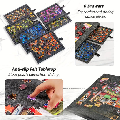 Gray Puzzle Board Collection with 1000- or 1500-Piece Sizes, Drawer and No-Drawer Options in Five Models