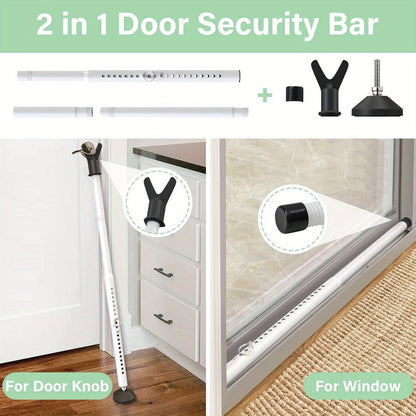 Door Security Bar Adjustable 28-45 Inch, Door Barricade Bar with Anti-Slip Base, Fits Standard & Sliding Doors