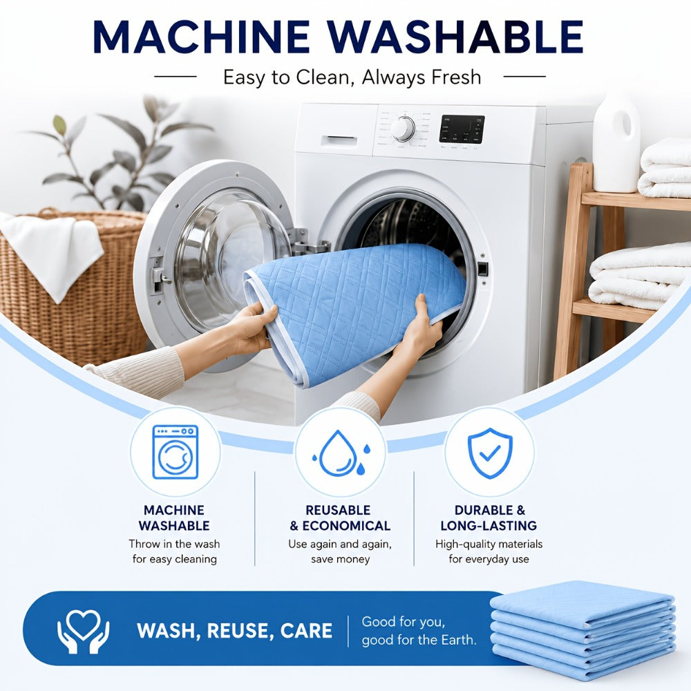 Incontinence Pad Leak Proof Mattress Protector Reusable Cotton Bed Pad for Seniors Elderly for Entryways, Bedrooms and Living Spaces