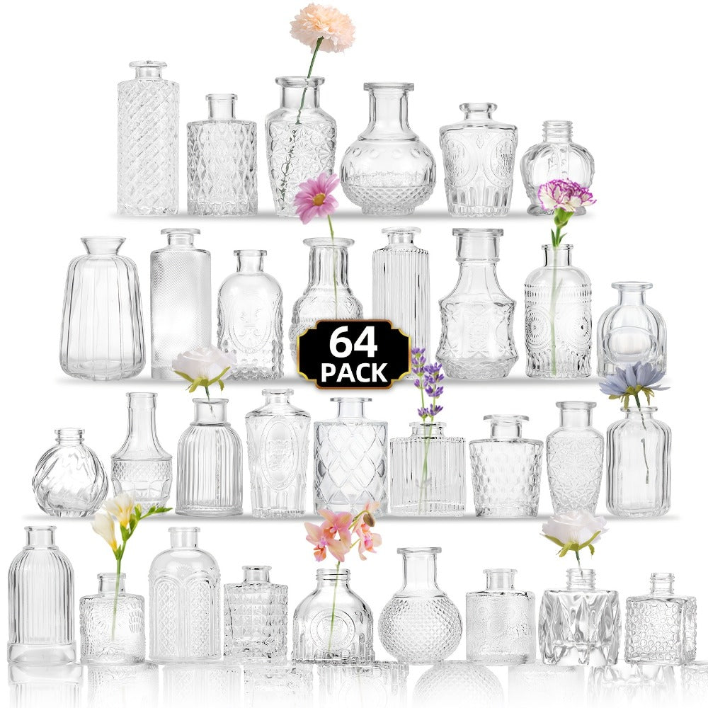 Glass Bud Vases Bulk Set – Clear Flower Vases for Wedding Table Centerpieces, Home Decor, Birthday, Anniversary & Holiday Party Decorations