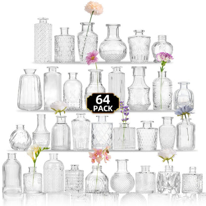 Glass Bud Vases Bulk Set – Clear Flower Vases for Wedding Table Centerpieces, Home Decor, Birthday, Anniversary & Holiday Party Decorations