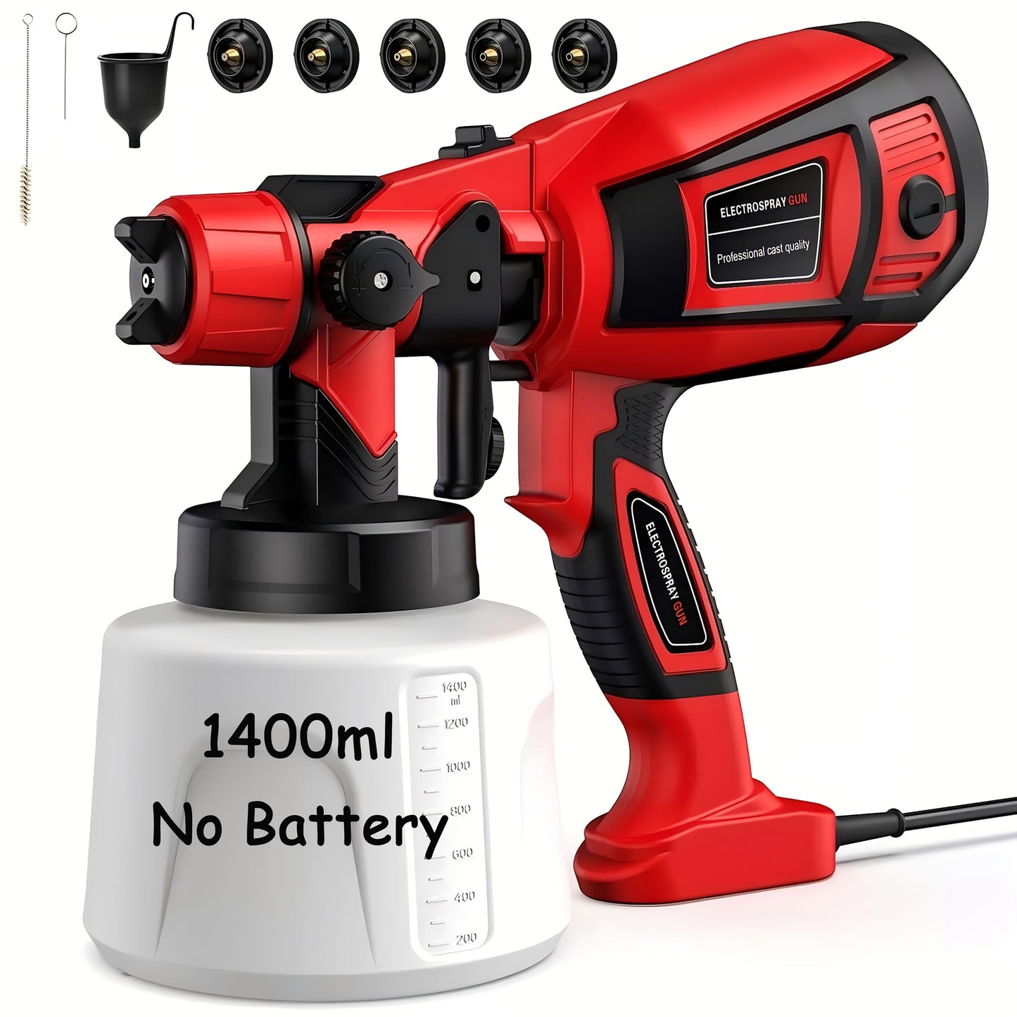 HVLP Paint Sprayer Electric Spray Gun with 3 Spray Patterns & 27oz Container, Cordless Airless Sprayer for House Painting