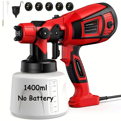 HVLP Paint Sprayer Electric Spray Gun with 3 Spray Patterns & 27oz Container, Cordless Airless Sprayer for House Painting