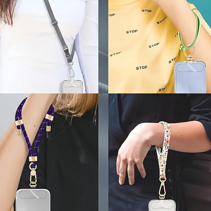 Phone Lanyard Patch 30pcs Transparent TPU Adhesive Pad Metal Buckle Anti-Lost Hook Universal DIY Strap Tether Kit for Phone Cases Keys