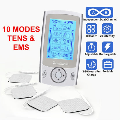 TENS Unit Stimulator Dual Channel 16 Modes 16 Levels for Pain Back Neck Shoulder Full Body for Entryways, Bedrooms and Living Spaces