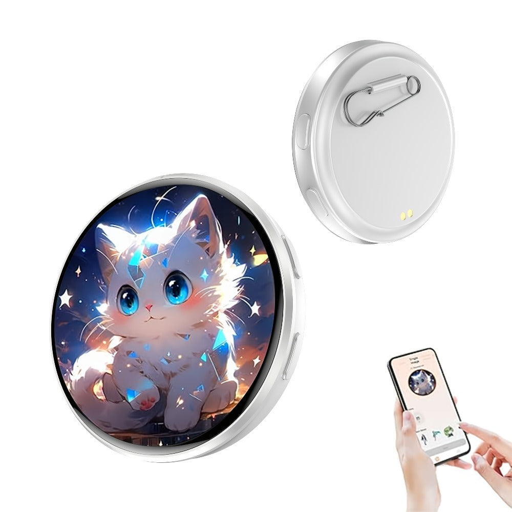 Electronic Anime Badge with Display Screen, Dynamic Touch, High Frame Rate, 600mAh Battery, Bluetooth 6.0 & USB Magnetic Charging