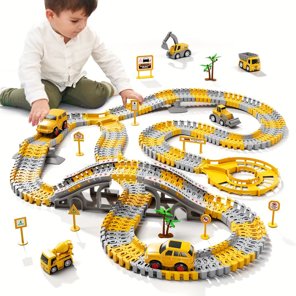 236-Piece STEM Race Track Car Toy Set for Kids Ages 3+, Track Splicing & Racing, Engineering Construction Style