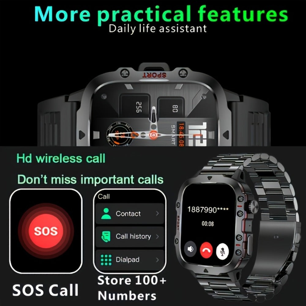 Smartwatch Illumination Light K33 Khaki – Full Touch, 100+ Sport Modes, Wireless Calling, Music Playback, Remote Camera, Weather