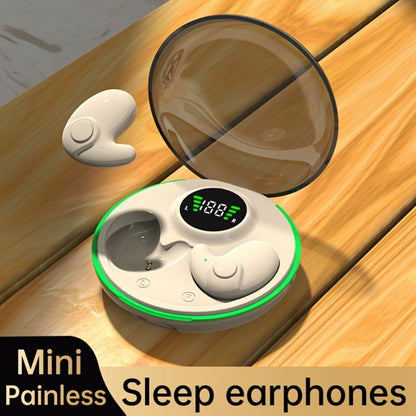 Low-Profile Round-Case Mini Sleep Earbuds with Digital Battery Display in Black, Khaki or White