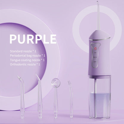 Water Flosser Cordless Three-Mode Oral Irrigator with Four Nozzles, USB Charging and Pink, Purple, Black or White Options