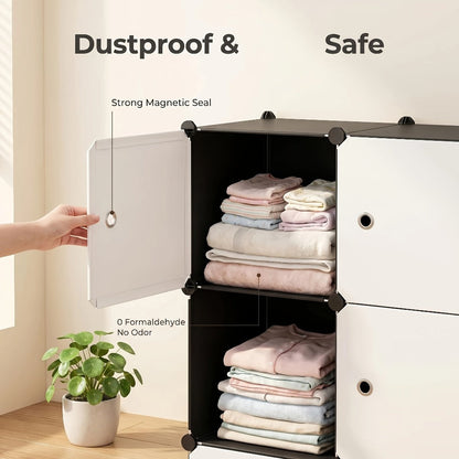 Storage Cabinet Modular Magnetic-Door Organizer with Three or Four Tiers and Two Capacity Options
