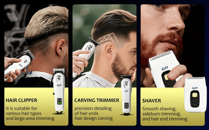 Hair Clipper Kit with Scissors for Home & Salon – Professional Stainless Steel Blade, Digital Display, USB Rechargeable Hair Cutting Set