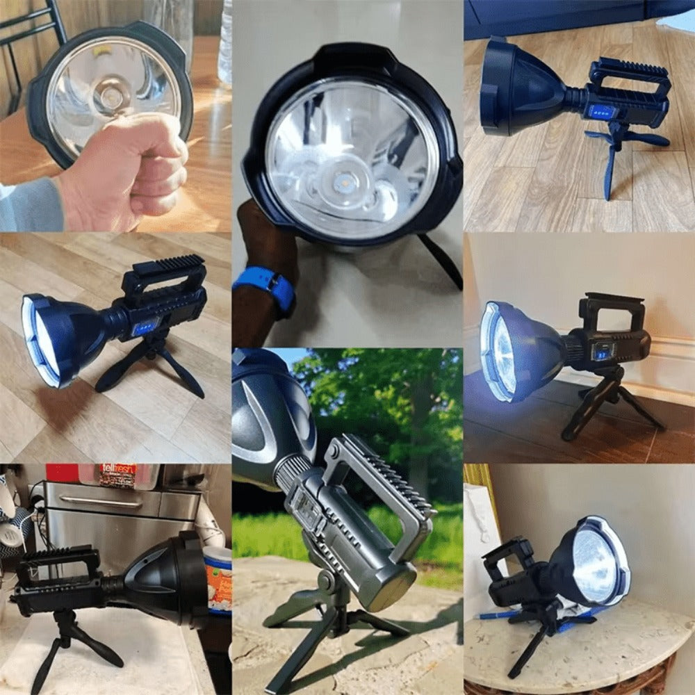 XHP90 High Power LED Flashlight USB Rechargeable Powerful Spotlight Searchlight, 4 Modes for Camping, Travel and Outdoor Use