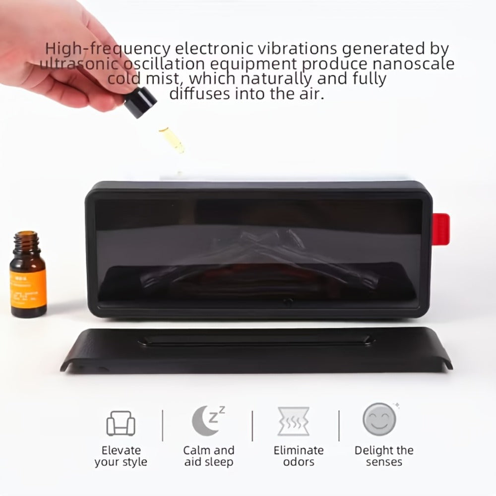 Electric Fireplace Humidifier 3D Flame Effect Aroma Diffuser 2-in-1 Cool Mist Humidifier for Entryways, Bedrooms and Living Spaces