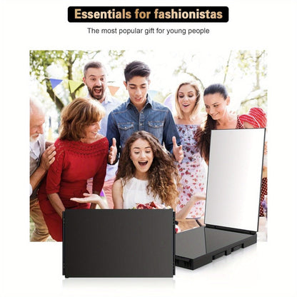3 Way Mirror for Self Hair Cutting, 360° View Hair Cut Mirror to See Back of Head Height-Adjustable Hook Door Wall Table Mount Anti-Fog HD