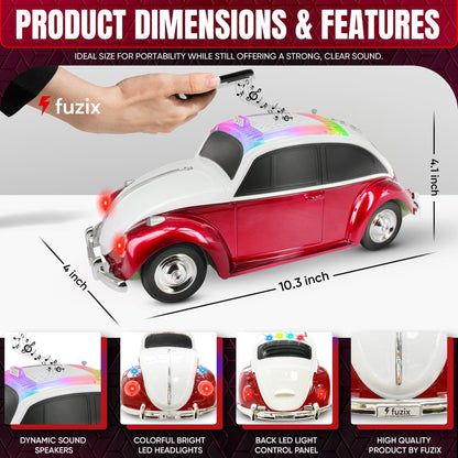 Fuzix WS-1958 Vintage Car Bluetooth Speaker with LED Headlights & Taillights | Retro Wireless Stereo, FM Radio, AUX/USB/TF, Built-in Mic