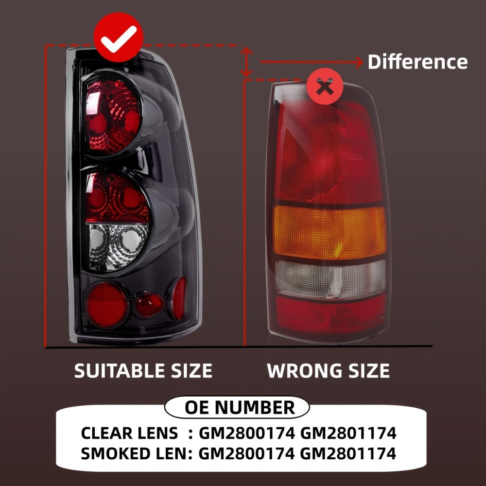 Tail Lights for Chevy Silverado 1500 2500 3500 1999-2006 & GMC Sierra 1999-2003 – Direct Replacement Pair | Black Housing | Smoked Gray