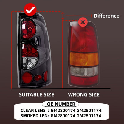 Tail Lights for Chevy Silverado 1500 2500 3500 1999-2006 & GMC Sierra 1999-2003 – Direct Replacement Pair | Black Housing | Smoked Gray