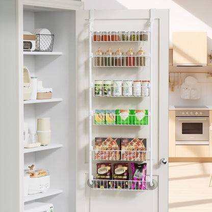 Over-the-Door Metal Organizer Rack 6 & 8 Tier – Pantry Storage, Spice Rack, Kitchen Cabinet Organizer, Holds Up to 80 Lbs